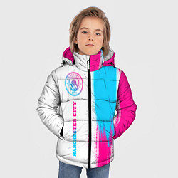 Куртка зимняя для мальчика Manchester City neon gradient style по-вертикали, цвет: 3D-черный — фото 2