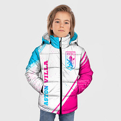 Куртка зимняя для мальчика Aston Villa neon gradient style вертикально, цвет: 3D-черный — фото 2