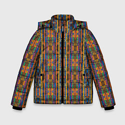 Куртка зимняя для мальчика Полоски африканские яркие, цвет: 3D-черный