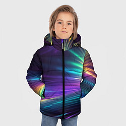 Куртка зимняя для мальчика Неоновые лучи на фиолетовом фоне, цвет: 3D-светло-серый — фото 2