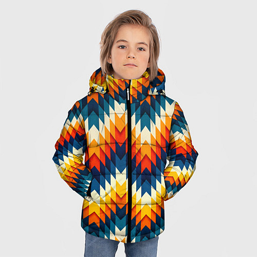 Зимняя куртка для мальчика Этнический орнамент афро / 3D-Светло-серый – фото 3