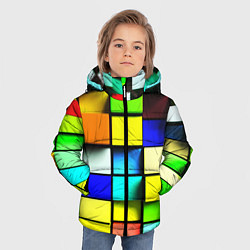 Куртка зимняя для мальчика Оптические кубы, цвет: 3D-черный — фото 2