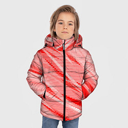 Куртка зимняя для мальчика Полосатый красно-белый, цвет: 3D-красный — фото 2