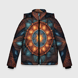 Зимняя куртка для мальчика Симметричный орнамент - мандала узор со светящейся