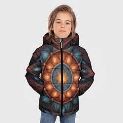 Куртка зимняя для мальчика Симметричный орнамент - мандала узор со светящейся, цвет: 3D-красный — фото 2