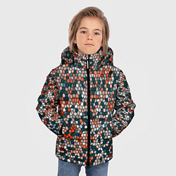 Куртка зимняя для мальчика Красно-бирюзовый паттерн мелкая мозаика, цвет: 3D-черный — фото 2