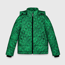 Куртка зимняя для мальчика Насыщенный зелёный текстурированный, цвет: 3D-светло-серый