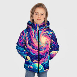Куртка зимняя для мальчика Разноцветный бескрайний космос - нейросеть, цвет: 3D-светло-серый — фото 2