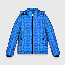 Куртка зимняя для мальчика Голубой паттерн цепочки, цвет: 3D-светло-серый