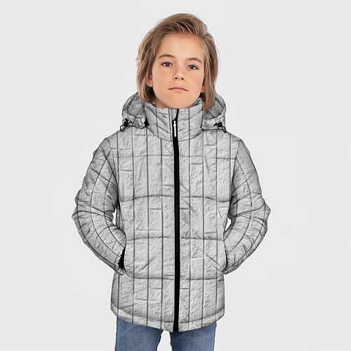 Зимняя куртка для мальчика Текстура серого камня / 3D-Светло-серый – фото 3