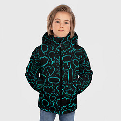 Куртка зимняя для мальчика Речевые неоновые пузыри, цвет: 3D-черный — фото 2