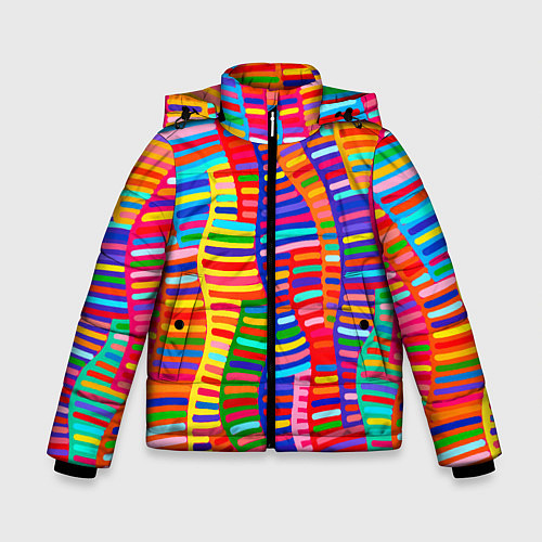 Зимняя куртка для мальчика Абстрактная полноцветная живопись / 3D-Красный – фото 1