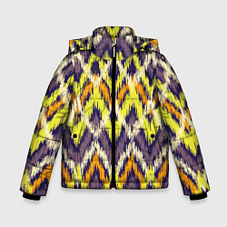 Куртка зимняя для мальчика Разноцветный ромбовидный орнамент, цвет: 3D-черный