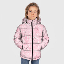 Куртка зимняя для мальчика Розовый цветочный паттерн, цвет: 3D-светло-серый — фото 2