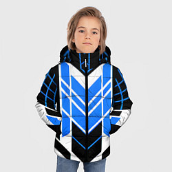 Куртка зимняя для мальчика Blue and black stripes on a white background, цвет: 3D-черный — фото 2