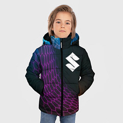 Куртка зимняя для мальчика Suzuki neon hexagon, цвет: 3D-черный — фото 2