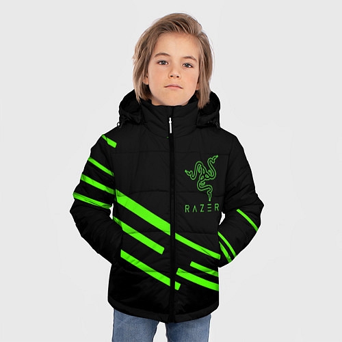 Зимняя куртка для мальчика Razer line green / 3D-Светло-серый – фото 3