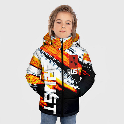 Зимняя куртка для мальчика RUST краски текстура абстрактная / 3D-Светло-серый – фото 3