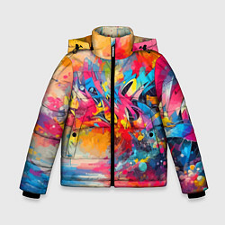 Куртка зимняя для мальчика Красочная абстракция - импрессионизм, цвет: 3D-черный