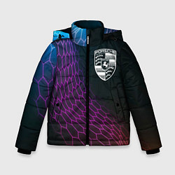 Куртка зимняя для мальчика Porsche neon hexagon, цвет: 3D-черный