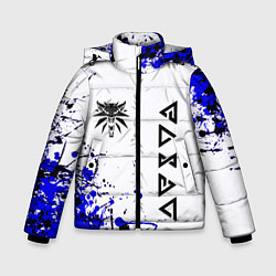 Куртка зимняя для мальчика Ведьмак лого краски, цвет: 3D-светло-серый