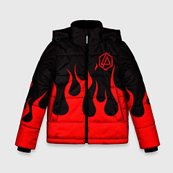 Куртка зимняя для мальчика Linkin park logo fire, цвет: 3D-красный