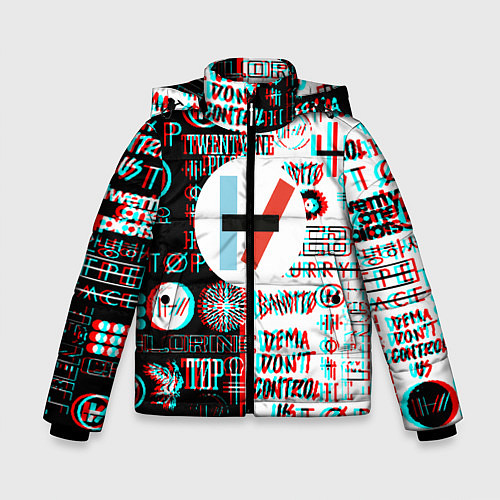 Зимняя куртка для мальчика Twenty one pilots glitch pattern / 3D-Красный – фото 1