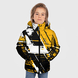 Куртка зимняя для мальчика Diagonal black and white stripes on a yellow backg, цвет: 3D-красный — фото 2