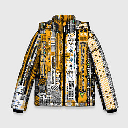 Куртка зимняя для мальчика Cyberpunk pattern yellow, цвет: 3D-черный