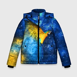 Куртка зимняя для мальчика Космический попугай, цвет: 3D-черный