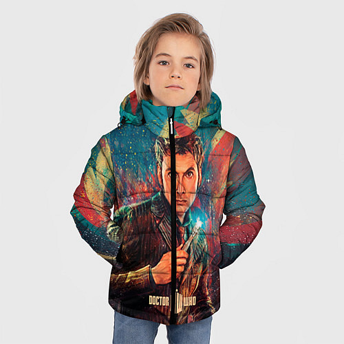 Зимняя куртка для мальчика Доктор кто / 3D-Светло-серый – фото 3