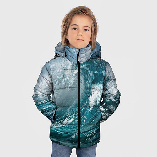 Зимняя куртка для мальчика Волна / 3D-Светло-серый – фото 3