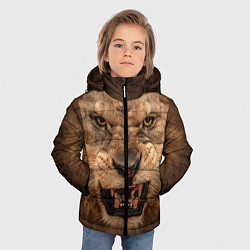 Куртка зимняя для мальчика Взгляд льва, цвет: 3D-светло-серый — фото 2