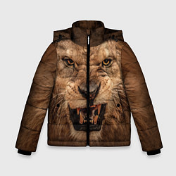 Куртка зимняя для мальчика Взгляд льва, цвет: 3D-черный