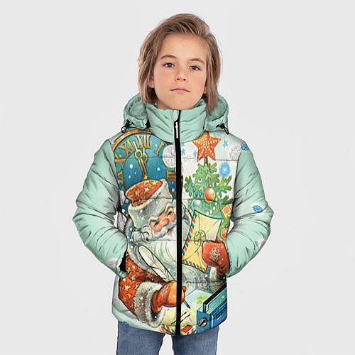 Зимняя куртка для мальчика Дед мороз / 3D-Светло-серый – фото 3