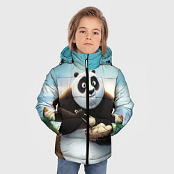 Куртка зимняя для мальчика Кунг фу панда, цвет: 3D-светло-серый — фото 2