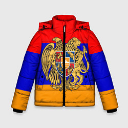 Куртка зимняя для мальчика Герб и флаг Армении, цвет: 3D-красный