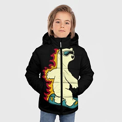 Куртка зимняя для мальчика Мишка на борде, цвет: 3D-черный — фото 2