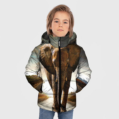 Зимняя куртка для мальчика Дикий слон / 3D-Светло-серый – фото 3