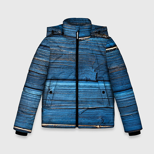 Зимняя куртка для мальчика Голубые доски / 3D-Красный – фото 1