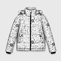 Куртка зимняя для мальчика Цветочки-травушки, цвет: 3D-черный