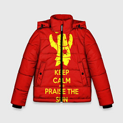 Куртка зимняя для мальчика Keep Calm & Praise The Sun, цвет: 3D-черный