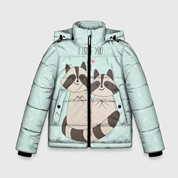Куртка зимняя для мальчика Влюбленные еноты, цвет: 3D-черный