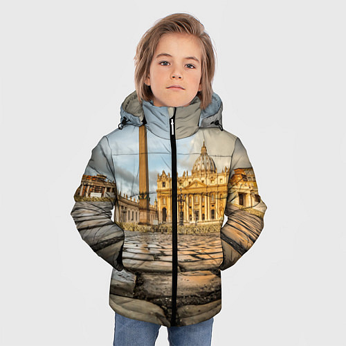 Зимняя куртка для мальчика Площадь святого Петра / 3D-Светло-серый – фото 3