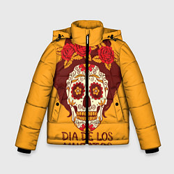 Куртка зимняя для мальчика Мексиканский череп, цвет: 3D-светло-серый