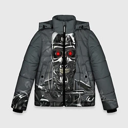 Куртка зимняя для мальчика Скелет Терминатора, цвет: 3D-черный