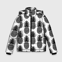 Куртка зимняя для мальчика Ананасы 3, цвет: 3D-черный
