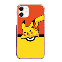 Чехол iPhone 11 матовый Pikachu, цвет: 3D-светло-розовый