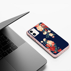 Чехол iPhone 11 матовый Fashion flowers, цвет: 3D-светло-розовый — фото 2