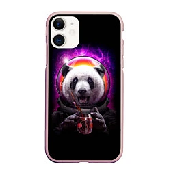 Чехол iPhone 11 матовый Panda Cosmonaut, цвет: 3D-светло-розовый